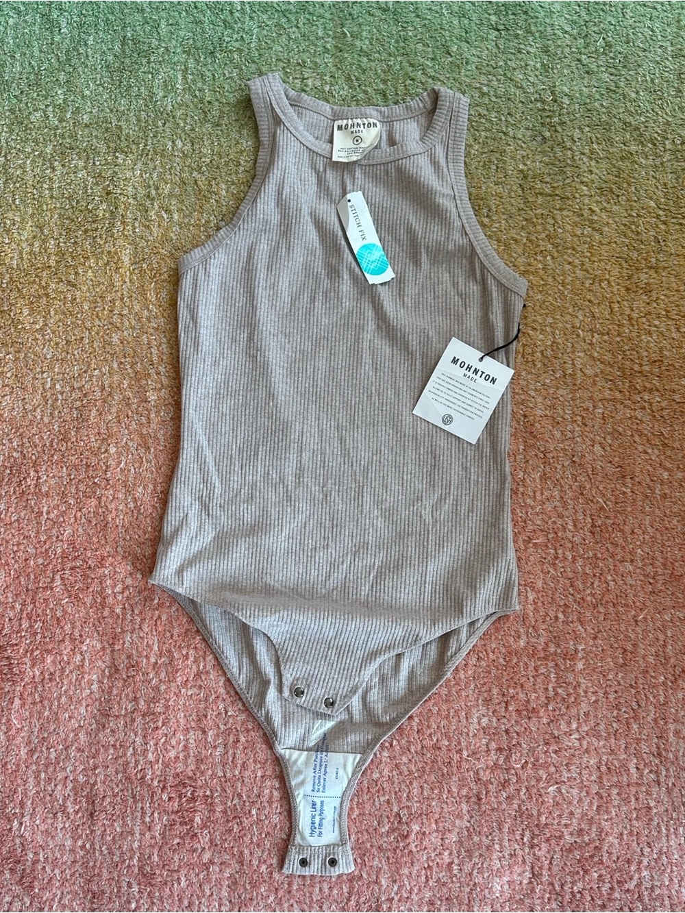 Women's Ribbed Tank Bodysuit in Taupe